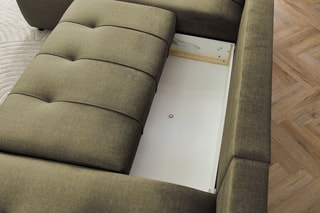 Canapé d'angle droit panoramique convertible Arsene - Vert - Couchage 135 x 325 cm