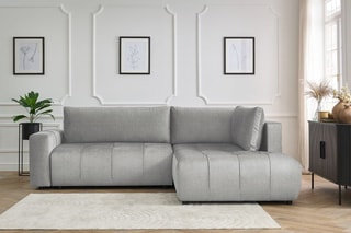 Canapé d'angle droit convertible Arsène - Gris clair - Couchage 135 x 204 cm