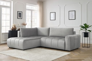 Canapé d'angle gauche convertible Arsène - Gris clair - Couchage 135 x 204 cm