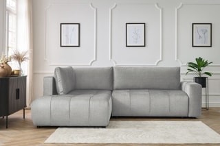 Canapé d'angle gauche convertible Arsène - Gris clair - Couchage 135 x 204 cm