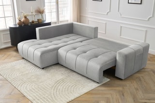 Canapé d'angle gauche convertible Arsène - Gris clair - Couchage 135 x 204 cm