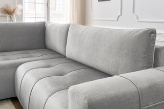Canapé d'angle gauche convertible Arsène - Gris clair - Couchage 135 x 204 cm