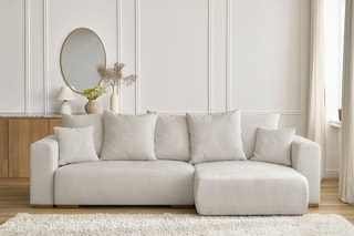 Canapé d'angle réversible convertible Sidonie - Beige - Couchage 231 x 133 cm