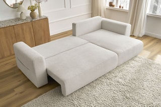 Canapé d'angle réversible convertible Sidonie - Beige - Couchage 231 x 133 cm