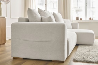Canapé d'angle réversible convertible Sidonie - Beige - Couchage 231 x 133 cm