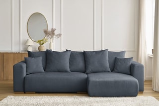 Canapé d'angle réversible convertible Sidonie - Bleu foncé - Couchage 231 x 133 cm