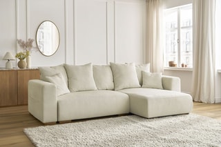 Canapé d'angle réversible convertible Sidonie - Beige - Couchage 231 x 133 cm