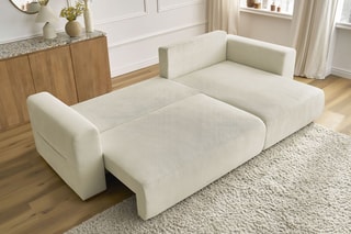 Canapé d'angle réversible convertible Sidonie - Beige - Couchage 231 x 133 cm
