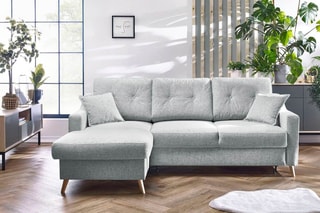 Canapé d'angle gauche convertible Sweden - Gris clair - Couchage 128 x 196 cm