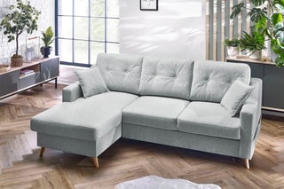 Canapé d'angle gauche convertible Sweden - Gris clair - Couchage 128 x 196 cm