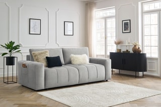 Canapé convertible Arsene - Gris clair - Couchage 190 x 155 cm