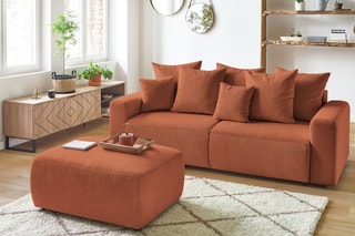 Canapé convertible et pouf Envy - Terracotta - Couchage 152 x 190 cm