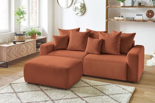 Canapé convertible et pouf Envy - Terracotta - Couchage 152 x 190 cm