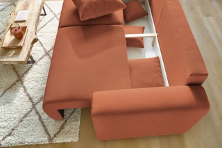 Canapé convertible et pouf Envy - Terracotta - Couchage 152 x 190 cm