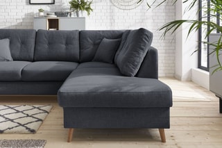 Canapé d'angle droit convertible avec coffre Sweden - Anthracite - Couchage 128 x 196 cm