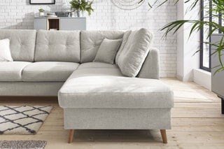 Canapé d'angle droit convertible Sweden - Crème - Couchage 130 x 200 cm