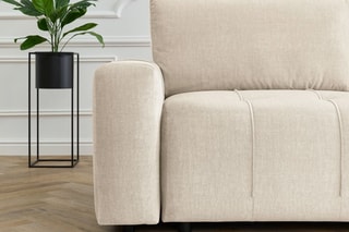 Canapé d'angle droit convertible Arsene - Beige - Couchage 135 x 204 cm
