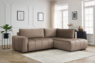 Canapé d'angle droit convertible Arsene - Taupe - Couchage 135 x 204 cm