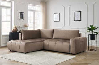 Canapé d'angle gauche convertible Arsene - Taupe - Couchage 135 x 204 cm
