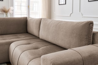 Canapé d'angle gauche convertible Arsene - Taupe - Couchage 135 x 204 cm