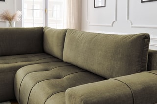 Canapé d'angle gauche convertible Arsene - Vert - Couchage 135 x 204 cm