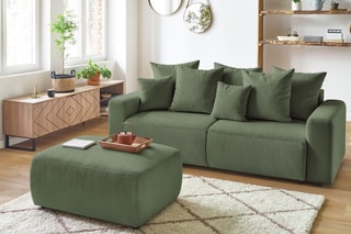Canapé convertible et pouf Envy - Vert - Couchage 152 x 190 cm