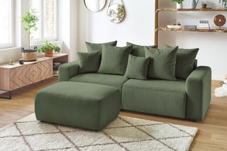 Canapé convertible et pouf Envy - Vert - Couchage 152 x 190 cm