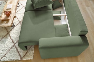 Canapé convertible et pouf Envy - Vert - Couchage 152 x 190 cm