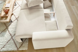 Canapé convertible et pouf Envy - Crème - Couchage 152 x 190 cm