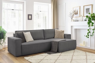 Canapé d'angle réversible convertible Nihad - Gris foncé - Couchage 231 x 130 cm