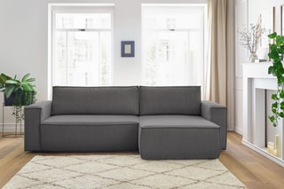 Canapé d'angle réversible convertible Nihad - Gris foncé - Couchage 231 x 130 cm