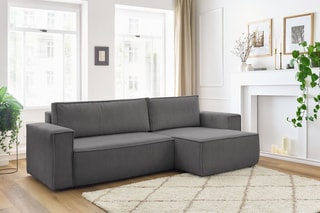 Canapé d'angle réversible convertible Nihad - Gris foncé - Couchage 231 x 130 cm