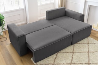 Canapé d'angle réversible convertible Nihad - Gris foncé - Couchage 231 x 130 cm
