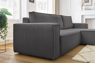 Canapé d'angle réversible convertible Nihad - Gris foncé - Couchage 231 x 130 cm