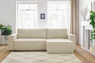 Canapé d'angle réversible convertible Nihad - Crème - Couchage 231 x 130 cm