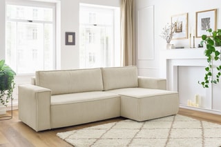 Canapé d'angle réversible convertible Nihad - Crème - Couchage 231 x 130 cm