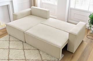 Canapé d'angle réversible convertible Nihad - Crème - Couchage 231 x 130 cm
