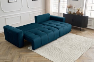 Canapé d'angle droit réversible convertible Arsène - Bleu - Couchage 232 x 135 cm
