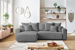 Canapé d'angle réversible convertible Envy - Gris - Couchage 231 x 130 cm