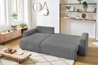 Canapé d'angle réversible convertible Envy - Gris - Couchage 231 x 130 cm