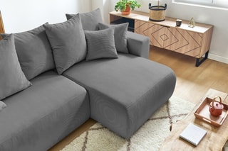 Canapé d'angle réversible convertible Envy - Gris - Couchage 231 x 130 cm