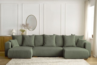 Canapé panoramique convertible Sidonie - Vert - Couchage 328 x 133 cm