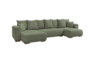 Canapé panoramique convertible Sidonie - Vert - Couchage 328 x 133 cm