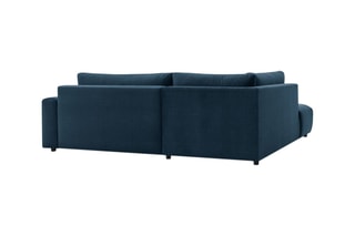 Canapé d'angle gauche convertible avec pouf Arsene - Bleu - Couchage 135 x 228 cm