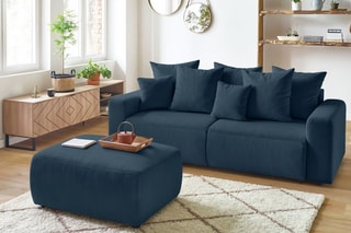 Canapé convertible et pouf Envy - Bleu foncé - Couchage 152 x 190 cm