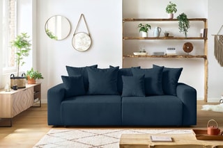 Canapé convertible et pouf Envy - Bleu foncé - Couchage 152 x 190 cm