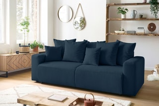 Canapé convertible et pouf Envy - Bleu foncé - Couchage 152 x 190 cm