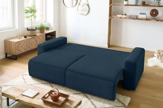 Canapé convertible et pouf Envy - Bleu foncé - Couchage 152 x 190 cm