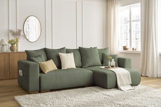 Canapé d'angle réversible convertible Sidonie - Vert - Couchage 231 x 133 cm