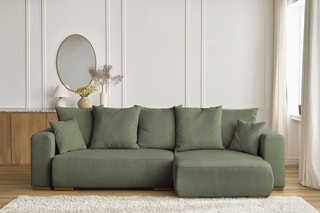 Canapé d'angle réversible convertible Sidonie - Vert - Couchage 231 x 133 cm